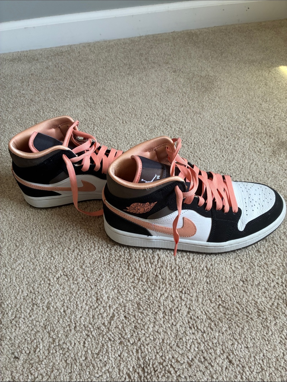 Jordan Mid-Top Sneakers in Peach, Black & White - Picture 3 of 8